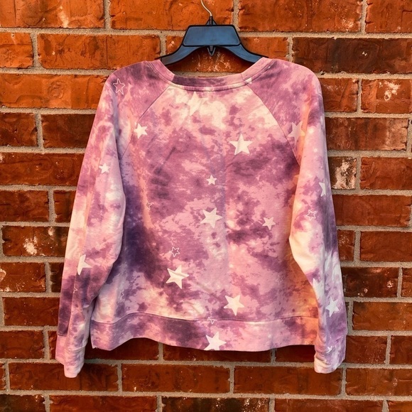 Wildfox Womens XL Purple Tie Dye Star Printed Cropped Crop Sweatshirt - Picture 3 of 8